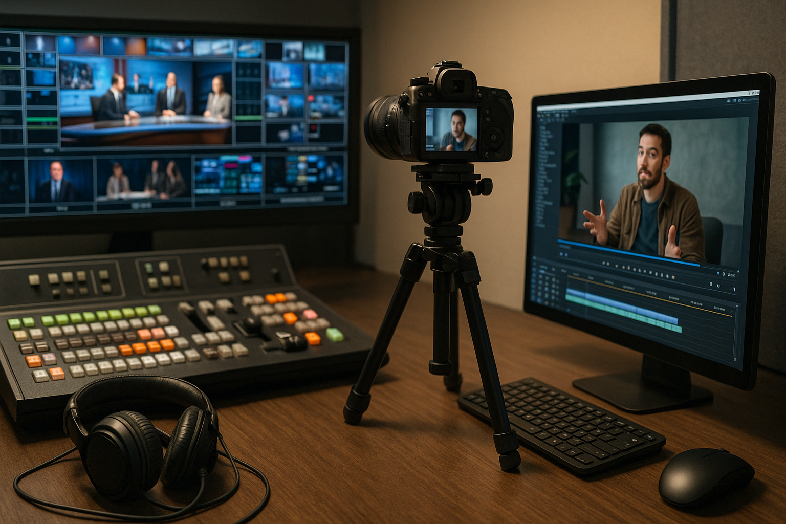 媒体与自媒体工作环境对比的横幅照片封面