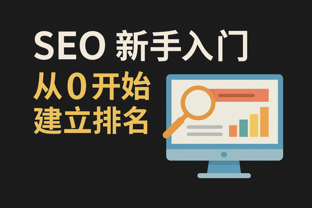 图示一篇关于SEO新手如何建立排名的中文文章封面，适合非技术背景的新手，作者为Daphnetxg
